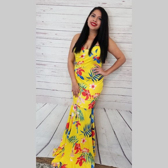 Sale 🌹Sun Floral Dress Maxi Yellow Summer - Picture 4 of 4